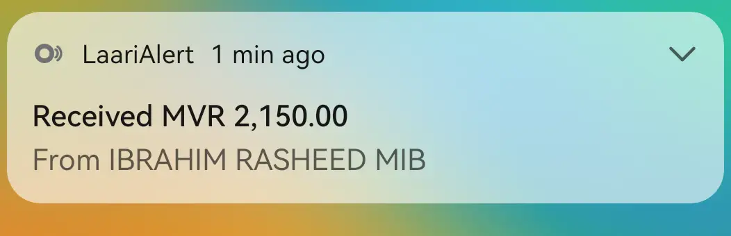 Payment alert: What the counter phone shows the moment money lands.