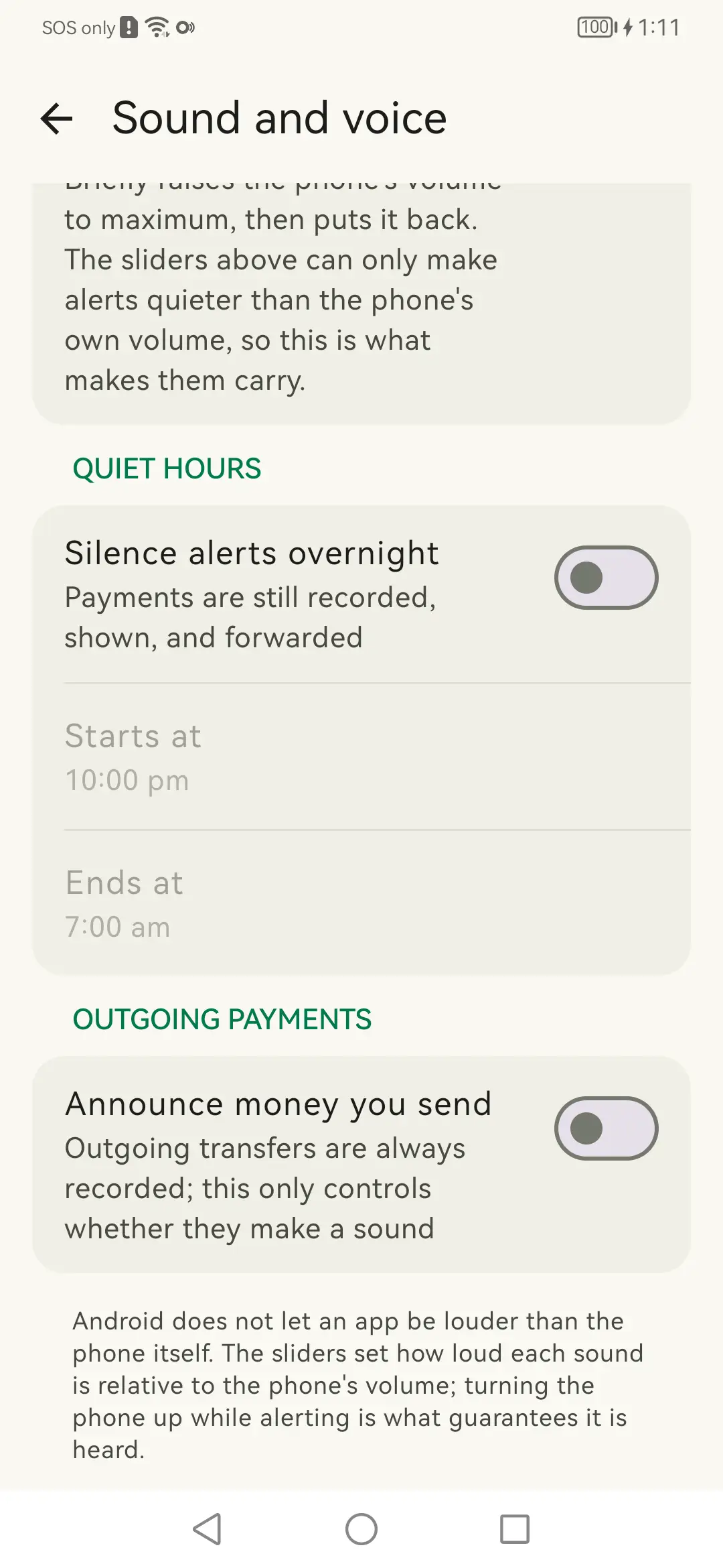 Quiet hours: Silence overnight without losing the record.